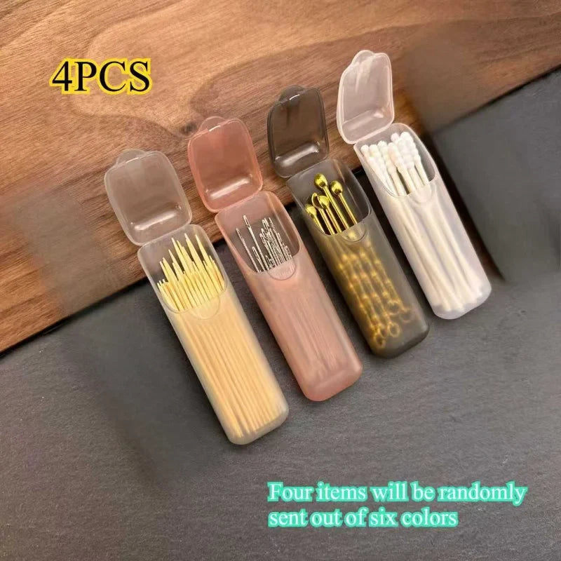 4Pcs Mini Toothpick Storage Box with Lid – Travel Organizer