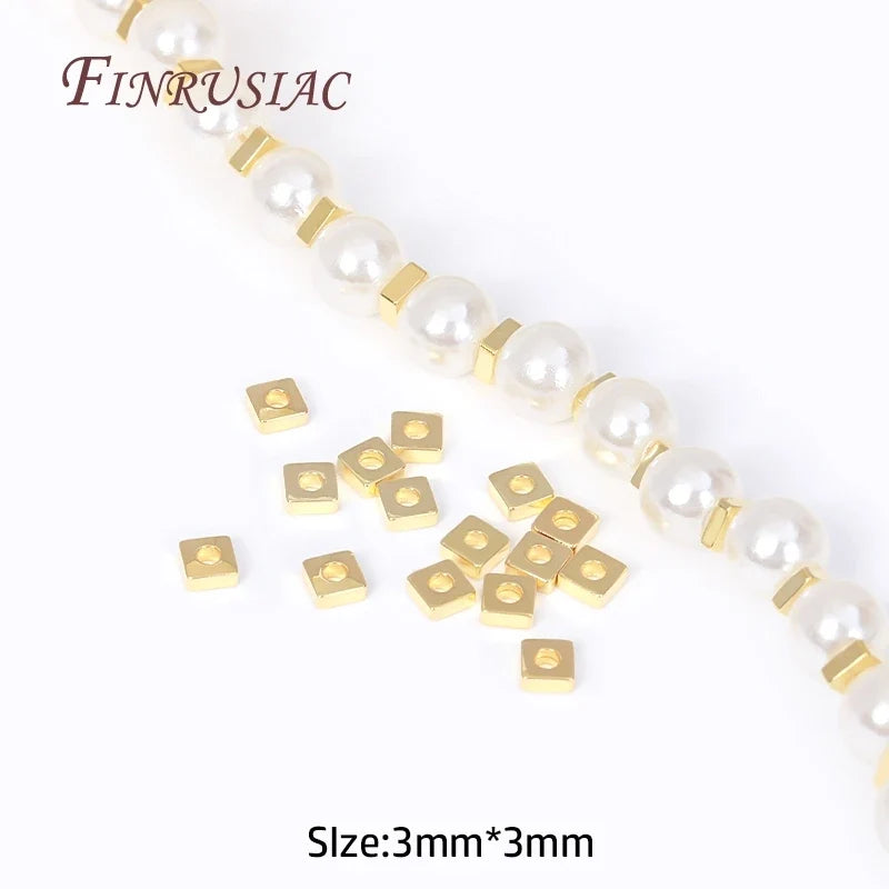 3mm 18K Gold Plated Flat Square Spacer Beads | DIY Jewelry