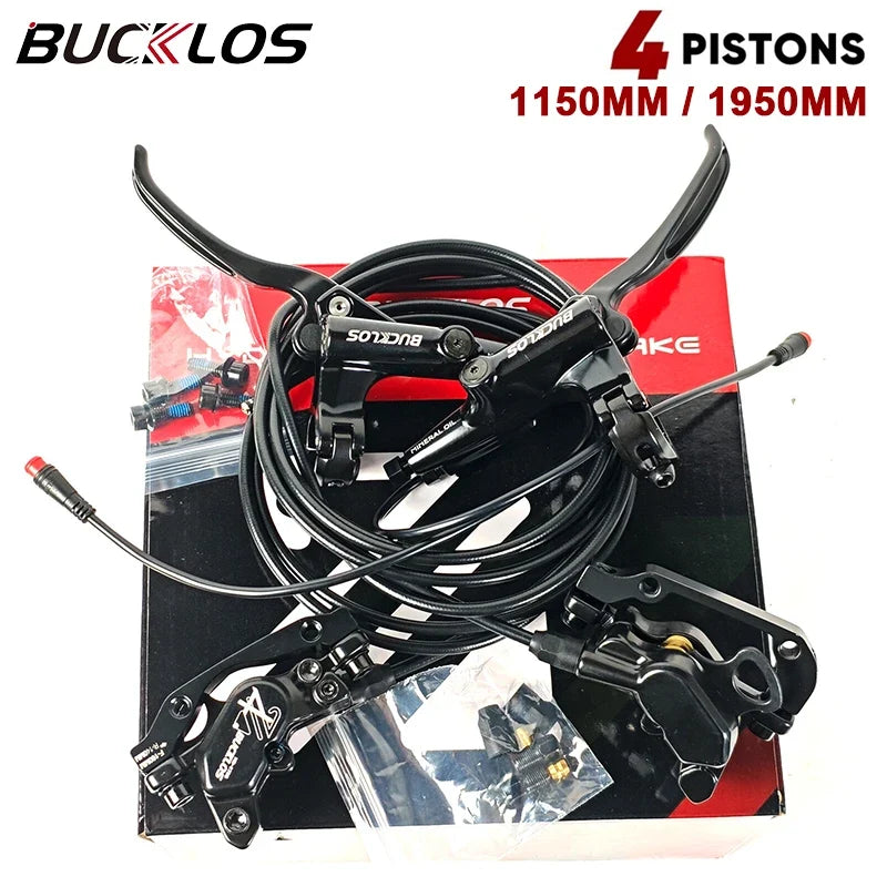 BUCKLOS 4-Piston Hydraulic Disc Brake Set – E-Bike & MTB