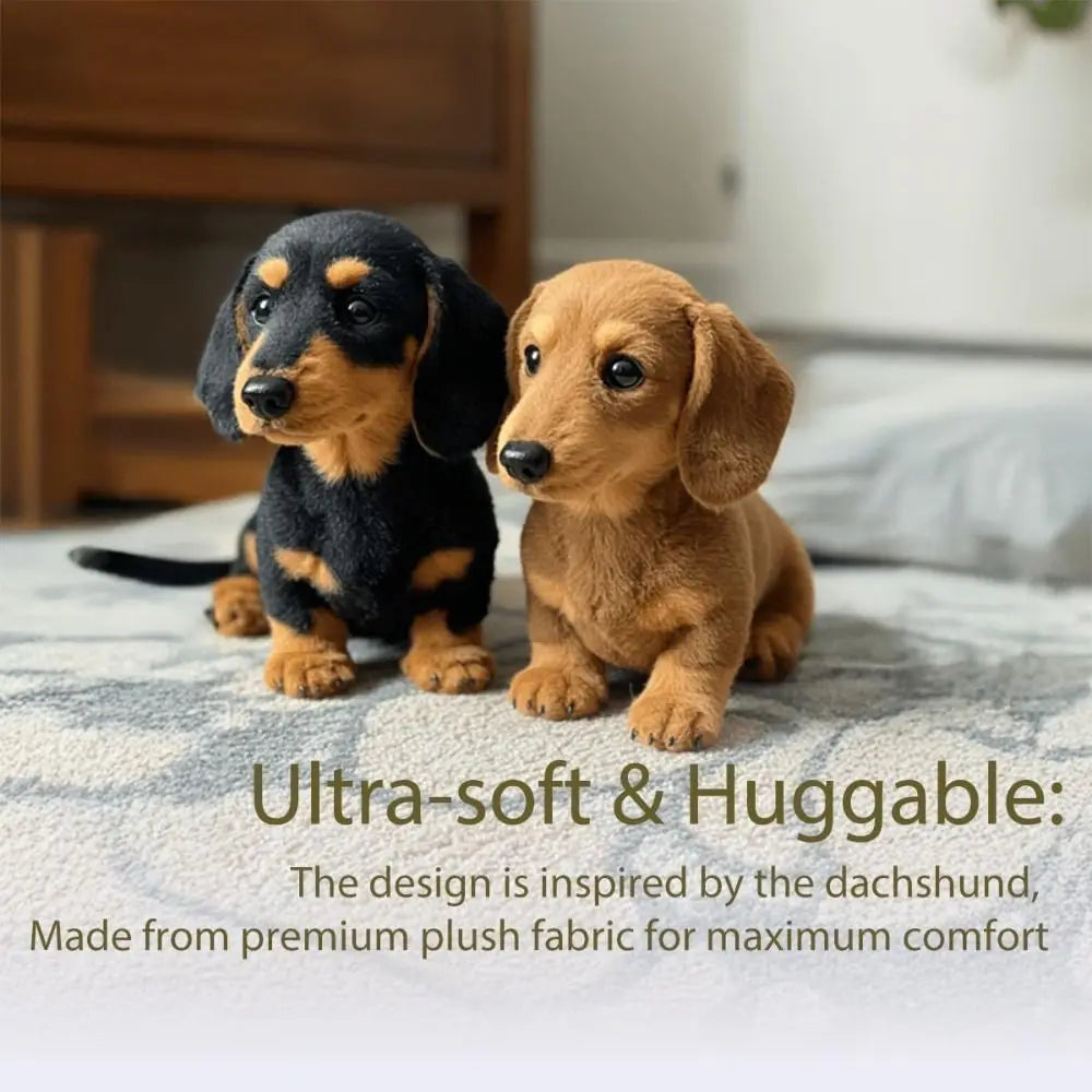 Realistic Dachshund Plush Toy – Soft Stuffed Dog Gift