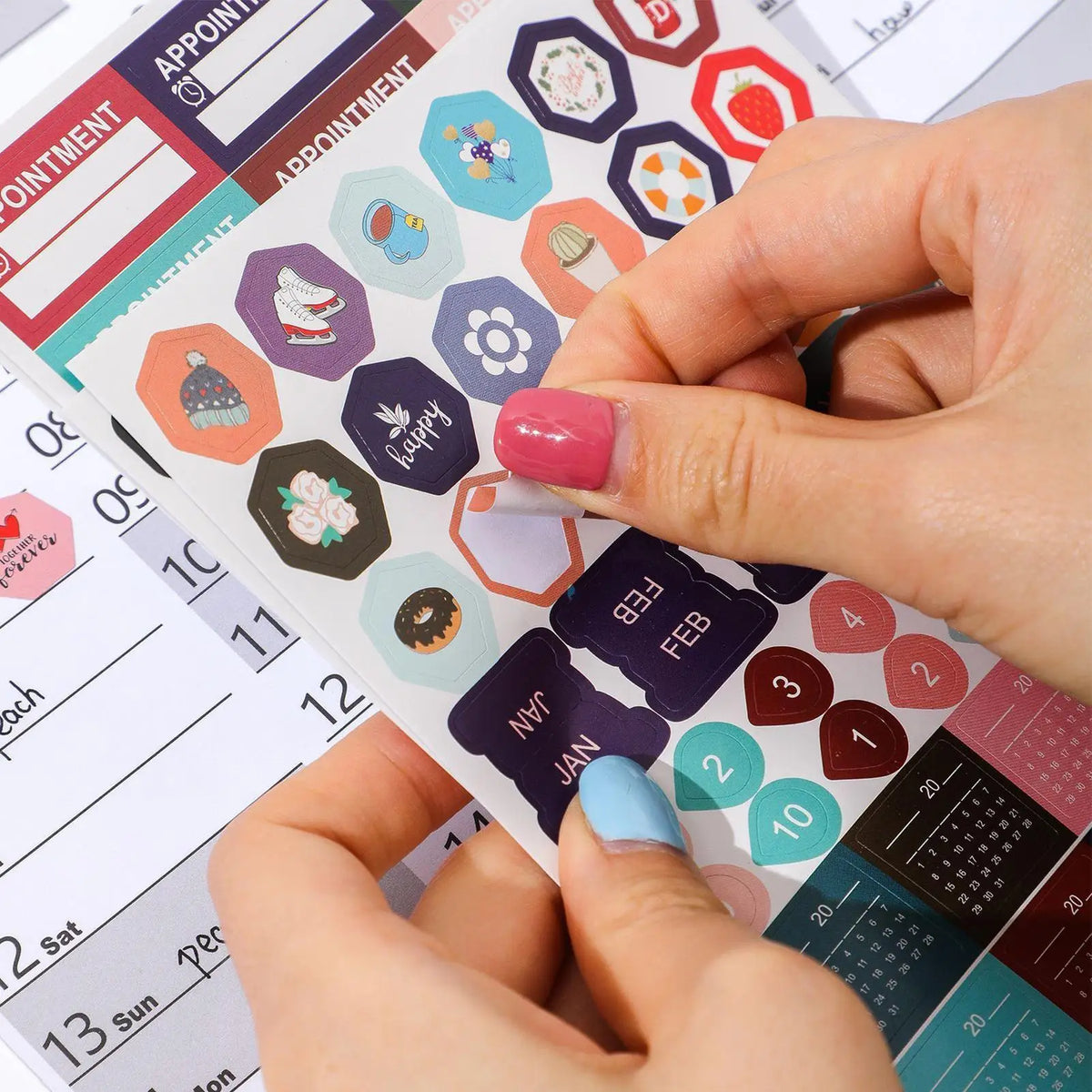 2026 Wall Calendar with Stickers – 12-Month Planner Poster