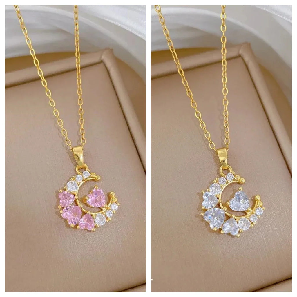 Women's Gold Heart Pendant Necklace – Copper & Stainless Steel