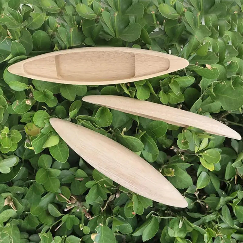 Handcrafted Wooden Boat Model Miniature Vintage Canoe Ornament