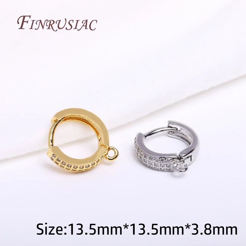 18K Gold Plated Zircon Round Hoop Earring Hooks & Clasps
