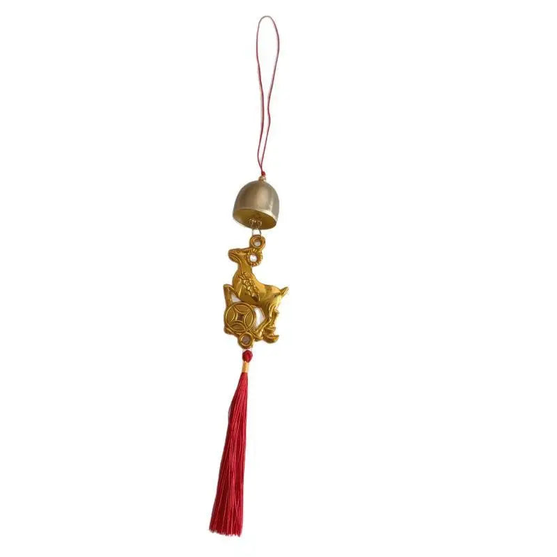 Golden Goat Bell Hanging Ornament – Lucky Red Tassel Décor