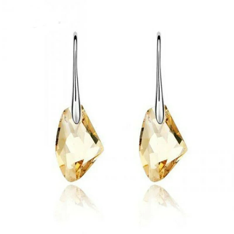 Women's Silver Crystal Teardrop Hook Drop Earrings | Gift