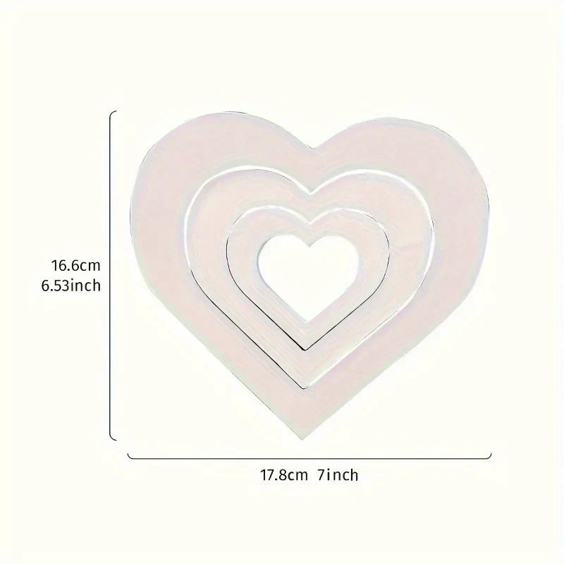 3Pcs White Heart Shaped PVC Decorations – Minimalist Décor