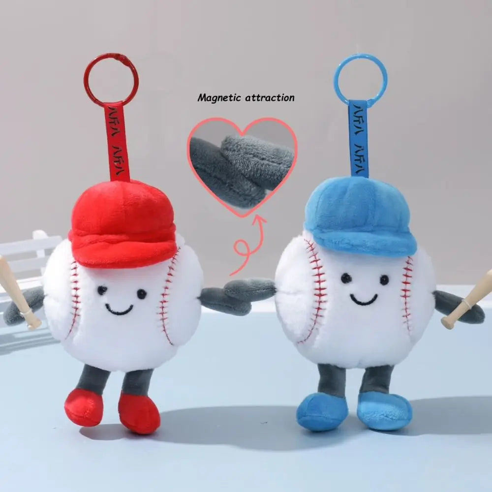 Sports Ball Plush Toy Pendant – Smiling Face Keychain Doll Gift