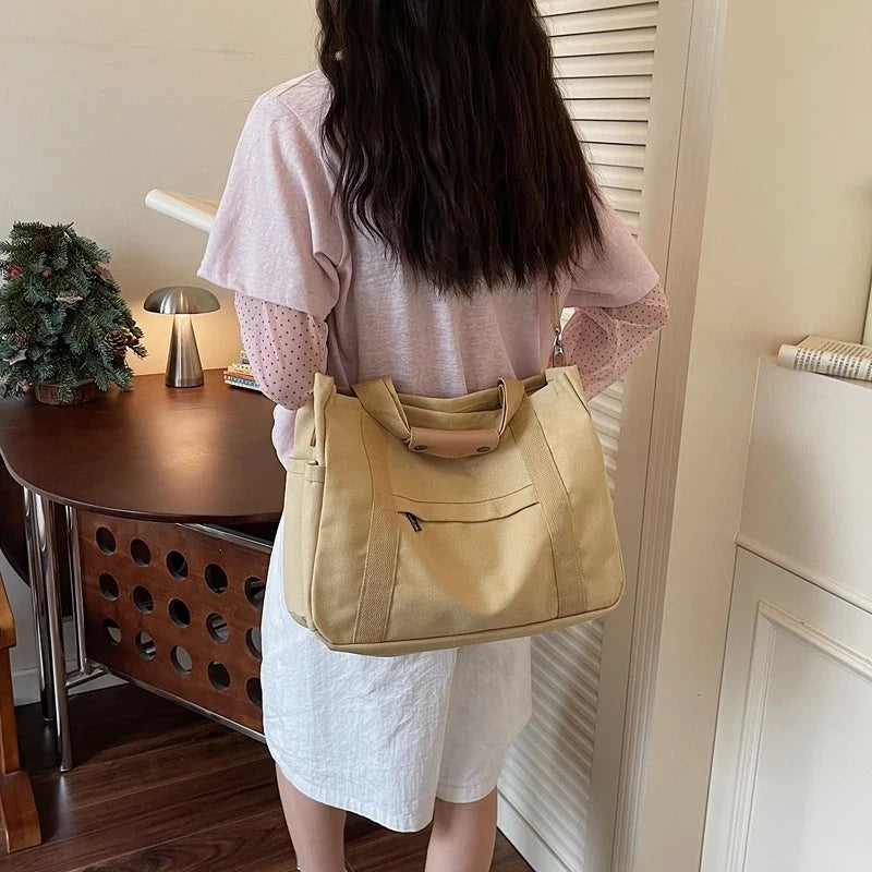 Large Canvas Tote Bag – Work, School & Travel Shoulder Bag