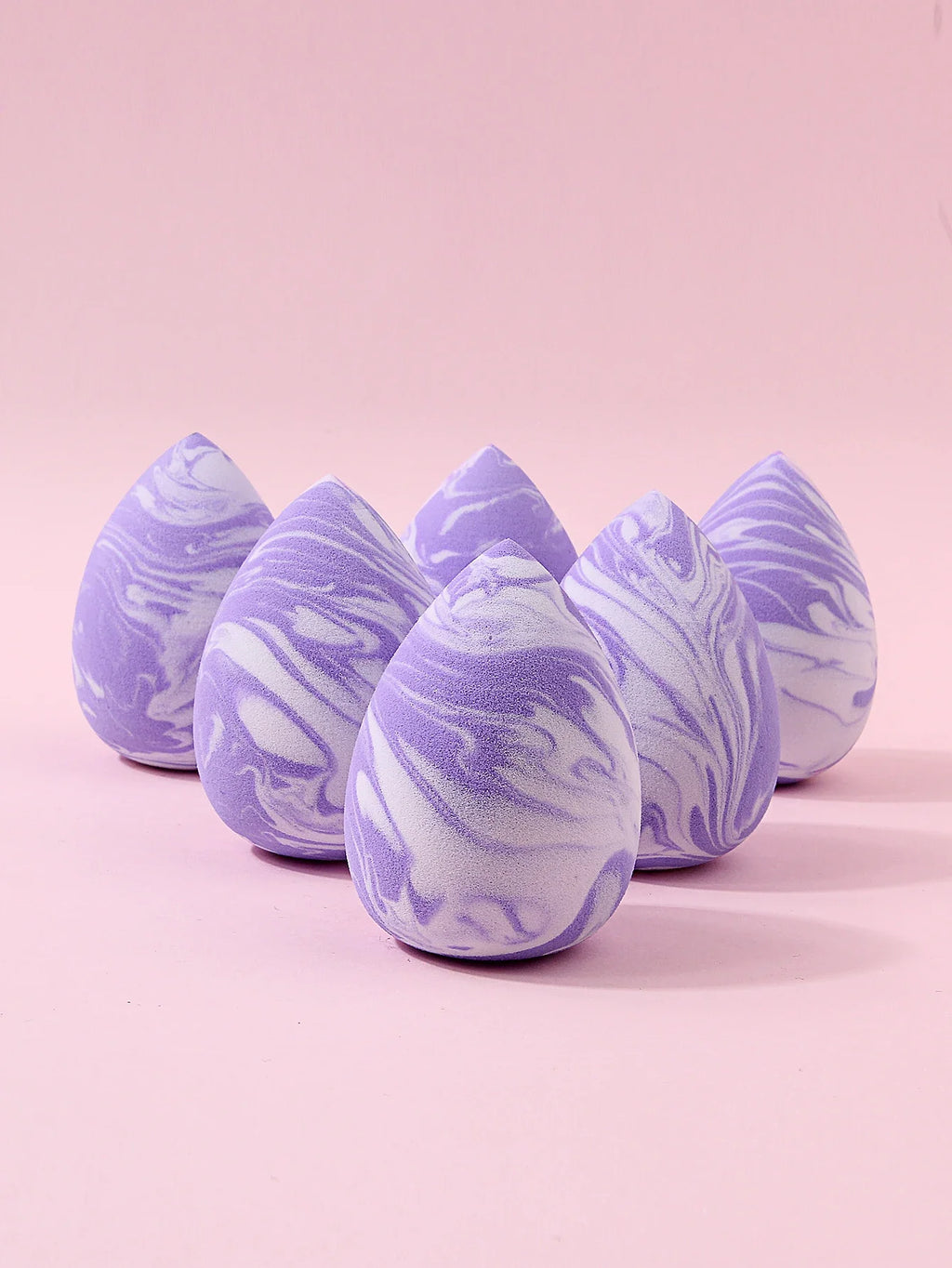 6-Piece Purple Marble Makeup Sponge Set – Latex-Free Blender