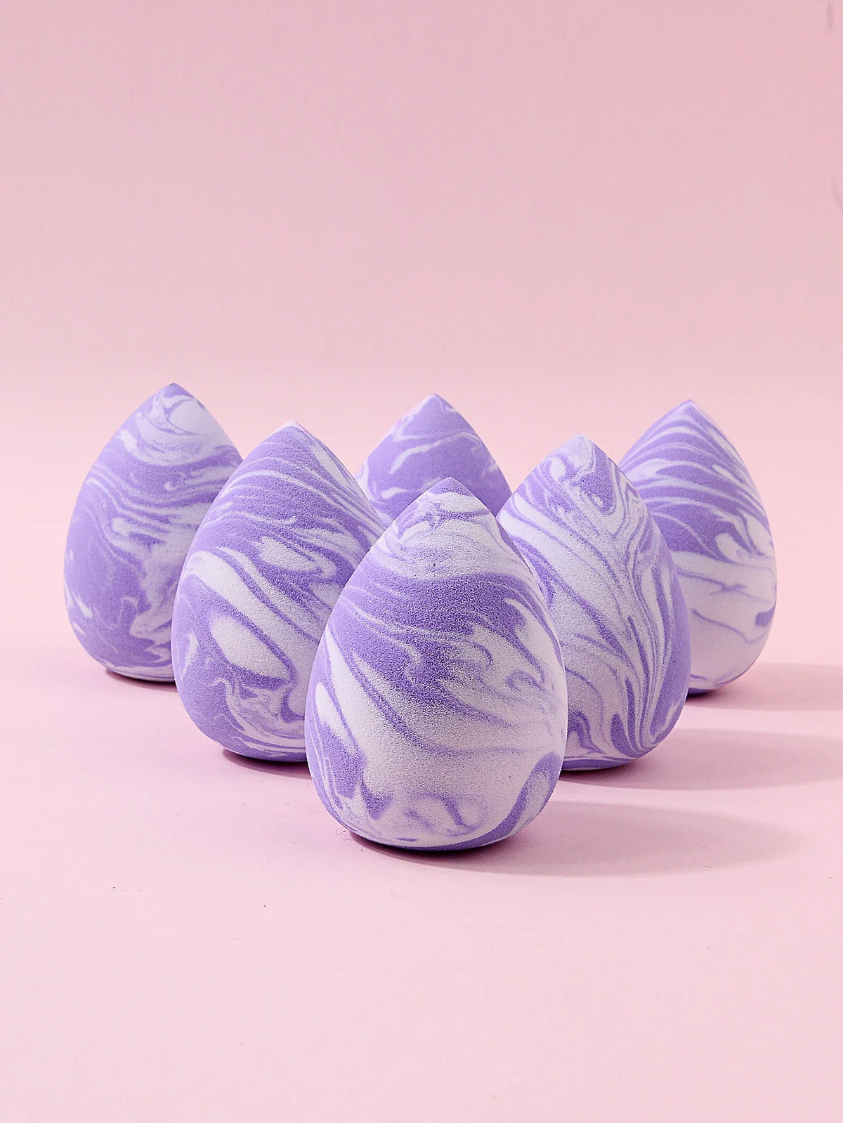 6-Piece Purple Marble Makeup Sponge Set – Latex-Free Blender