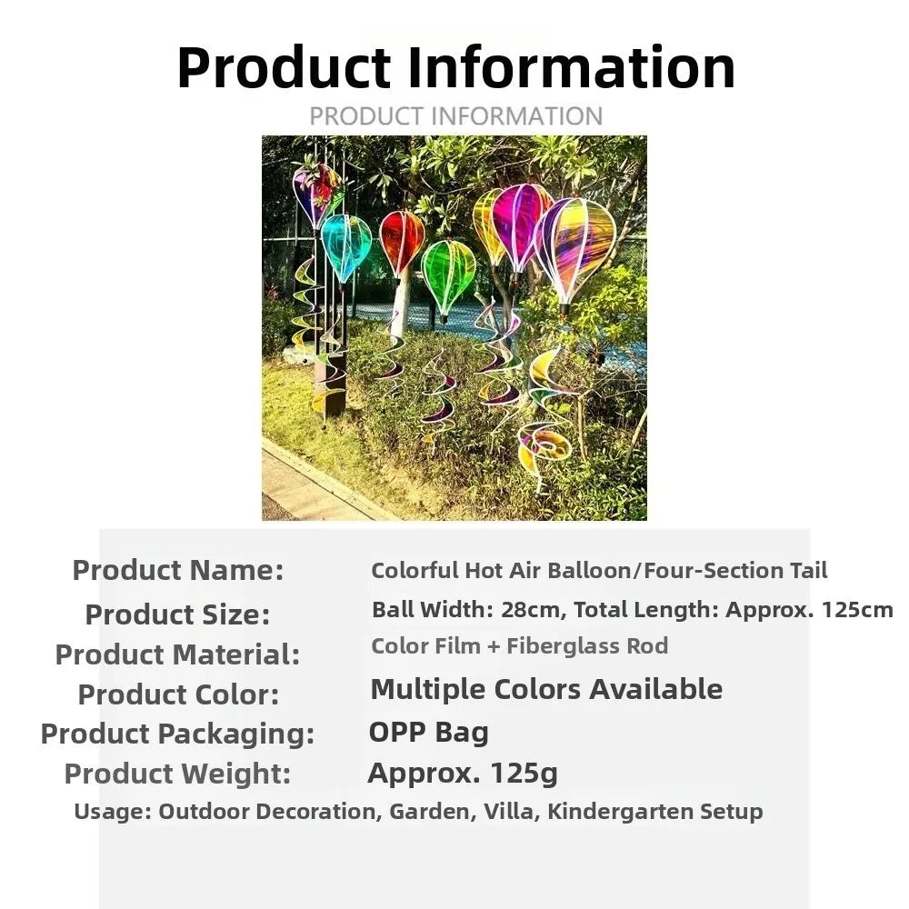 Rainbow Hot Air Balloon Wind Spinner 40cm – Kinetic Garden Decor