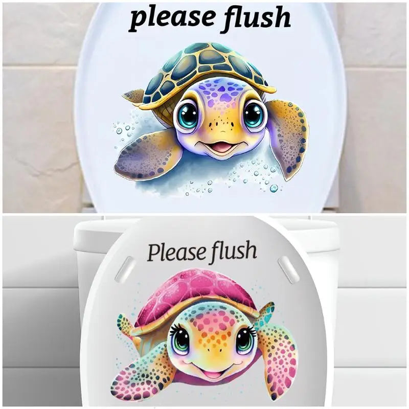 Funny Turtle Please Flush Toilet Sticker – Waterproof Decal