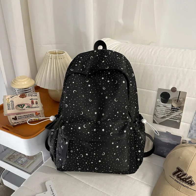 Korean Star & Moon Lightweight Campus Backpack 20–35L
