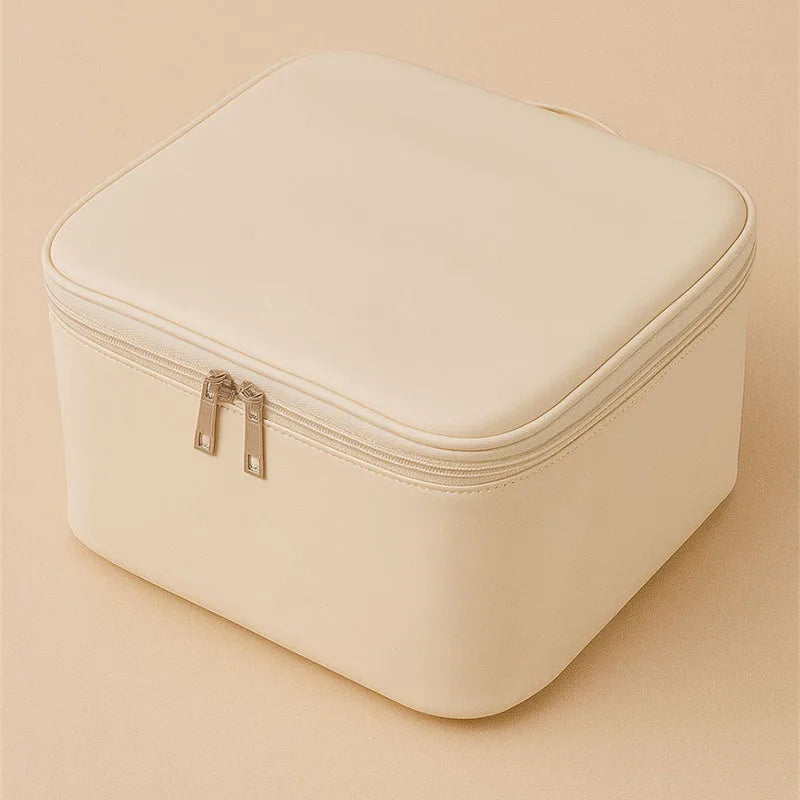 LED Lighted Makeup Bag with Mirror – Large PU Leather Organizer