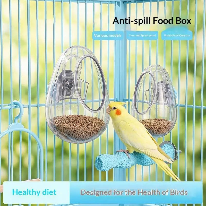 Anti-Splash Transparent Parrot Bird Feeder Cup | Cage Mount