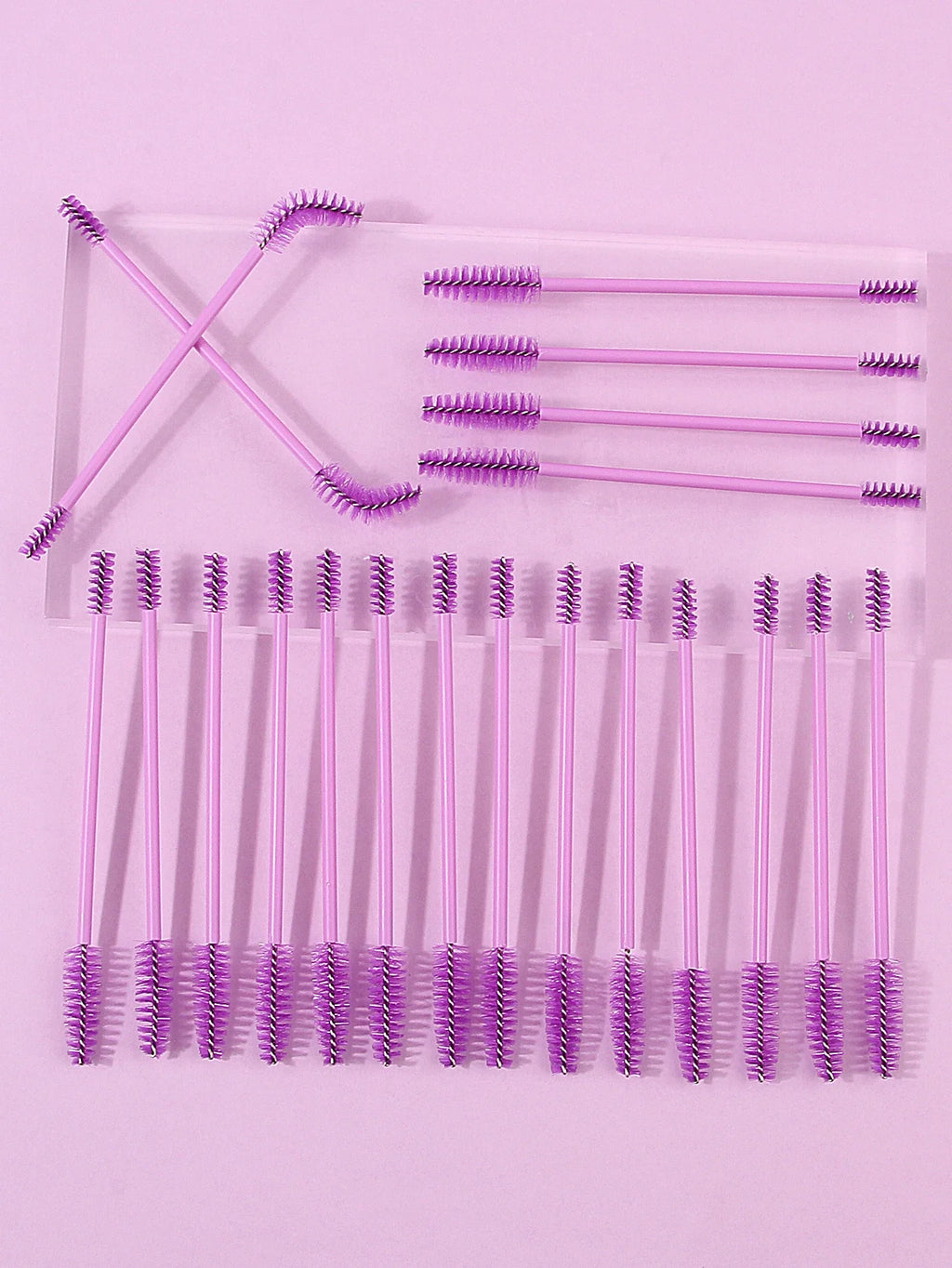 20-Piece Double-Headed Mascara & Eyebrow Brush Set – Purple