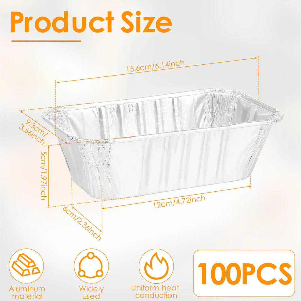 100-Pack Aluminum Foil Loaf Pans – Non-Stick Baking Trays