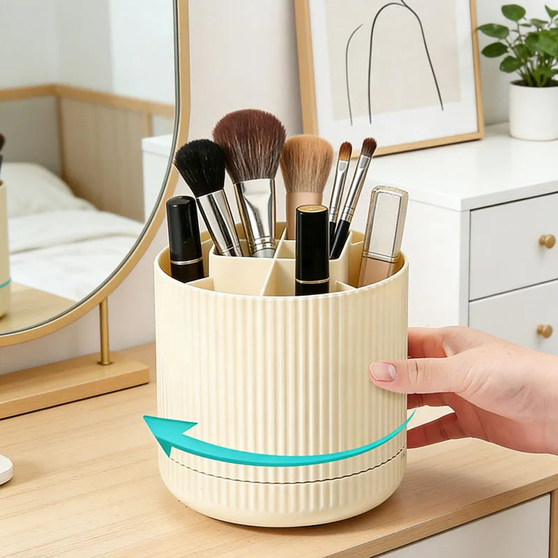 360° Rotating Makeup Brush Holder – 8-Slot Vanity Organizer