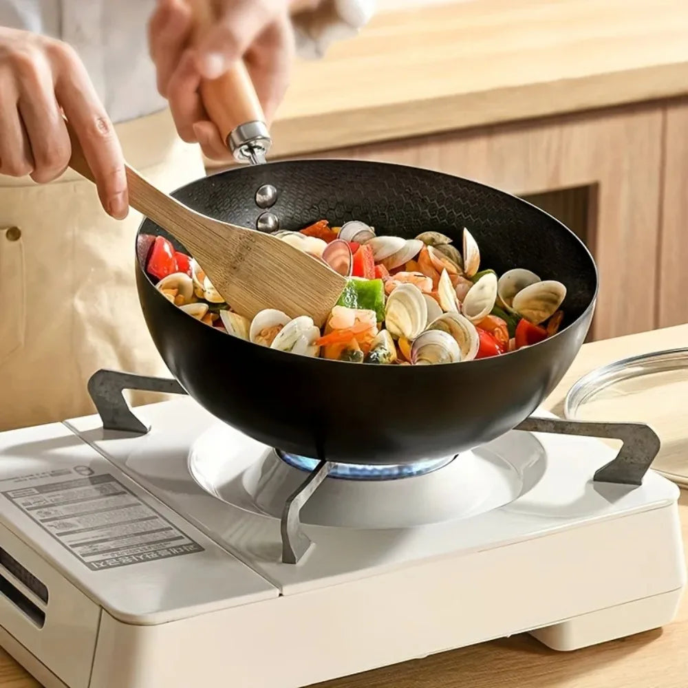 FEB.WIND Cast Iron Non-Stick Wok Frying Pan 20/22/28cm