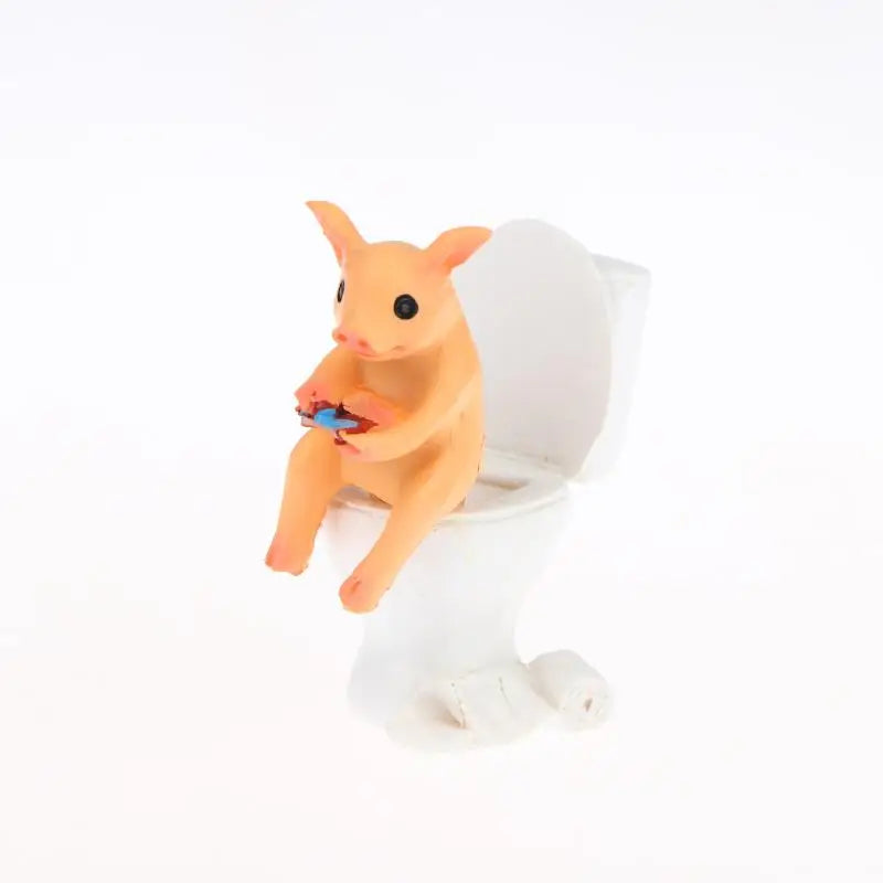 Funny Pig on Toilet Resin Figurine – Whimsical Home Decor