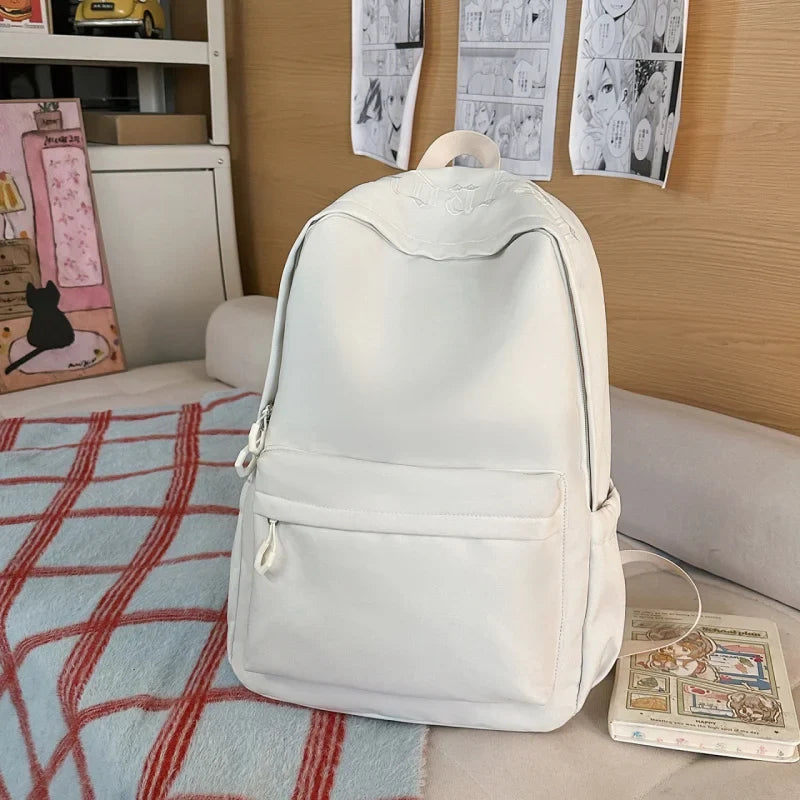 Letter-Embroidered Girls School Backpack – Large & Lightweight