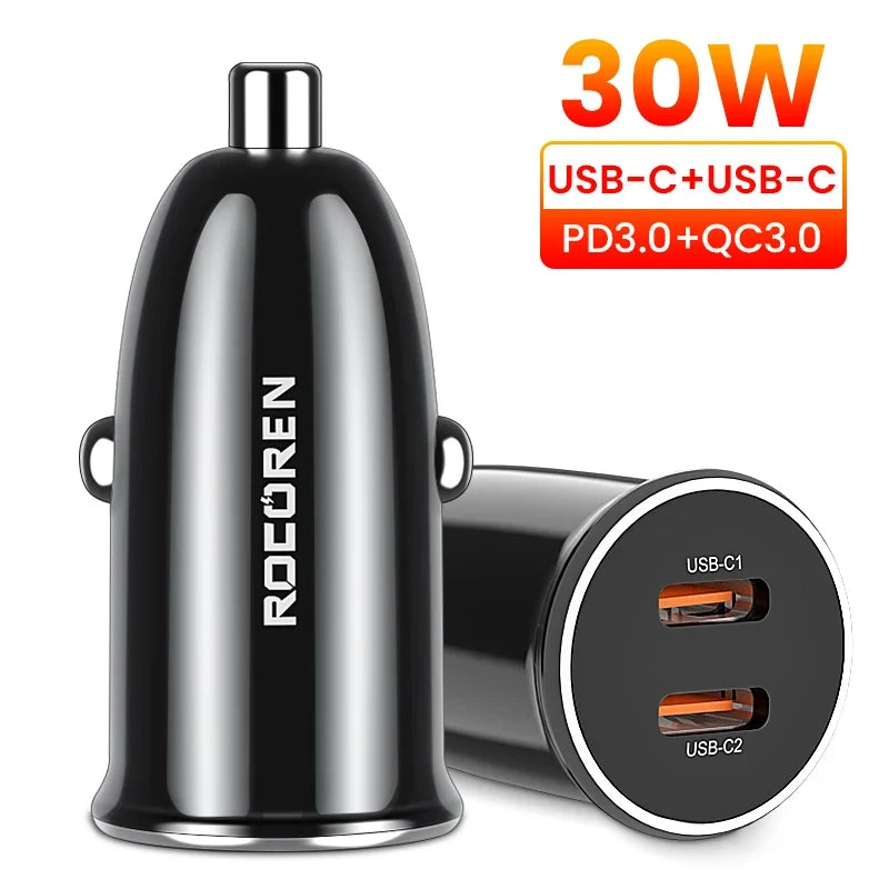 Rocoren 36W USB-C PD & QC 3.0 Dual-Port Car Charger