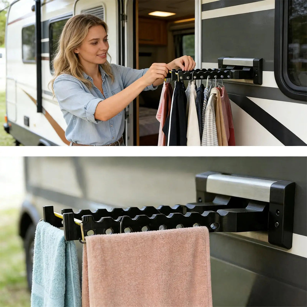 RV Ladder Clothes Drying Rack UV Resistant Portable Hanger 2pcs