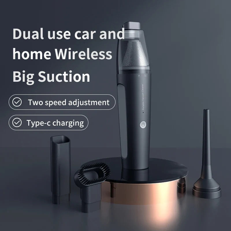 Portable Handheld Vacuum – Type-C Bagless Car & Home Cleaner
