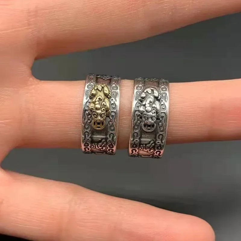 Pixiu Feng Shui Statement Ring – Vintage Lucky Ring for Men
