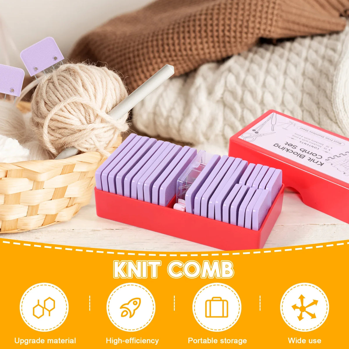 Knit Blocking Comb Set – 57 Pcs with T-Pins & Measuring Tape