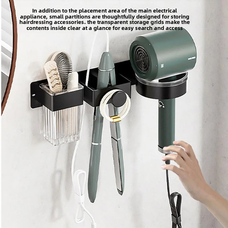 Wall-Mount Hair Dryer & Styling Tool Storage Rack