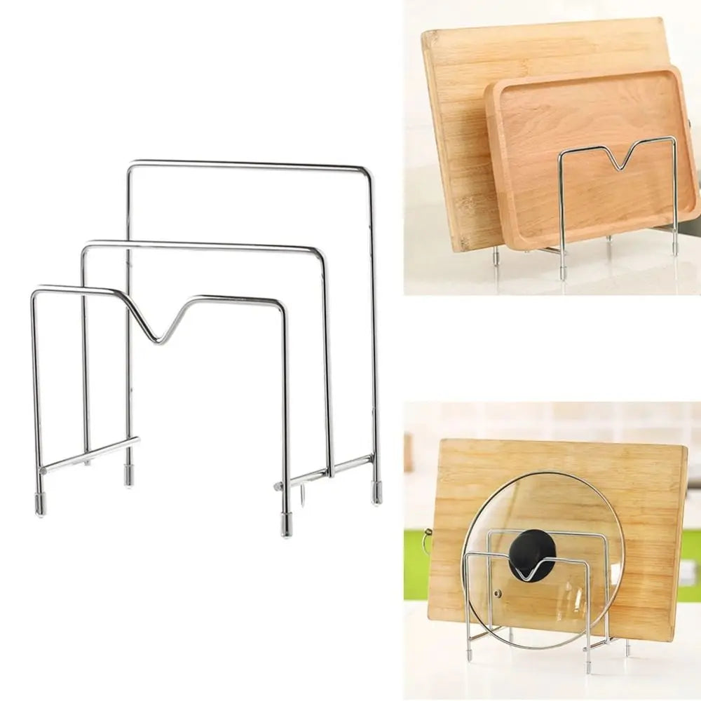 Stainless Steel Cutting Board & Pot Lid Holder Organizer
