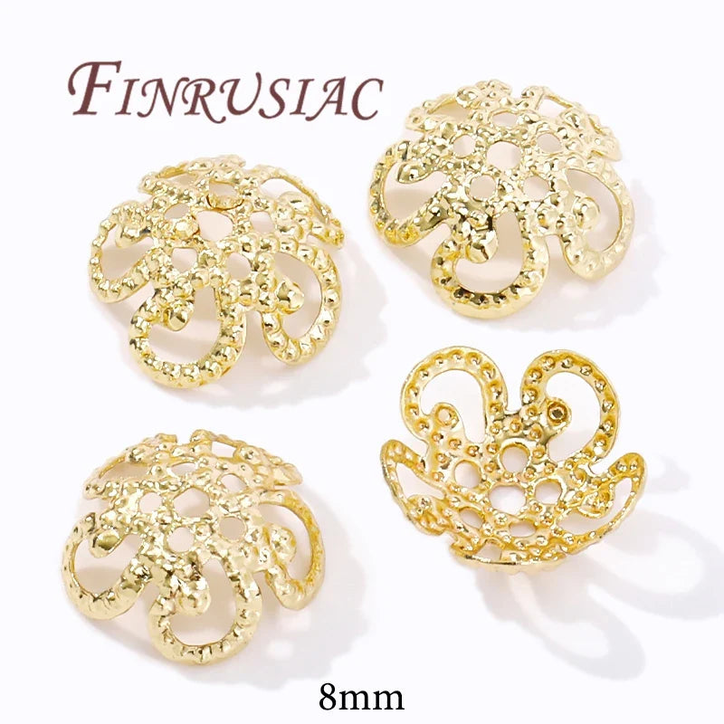 18K/14K Gold Plated Filigree Flower Bead Caps – Jewelry Making