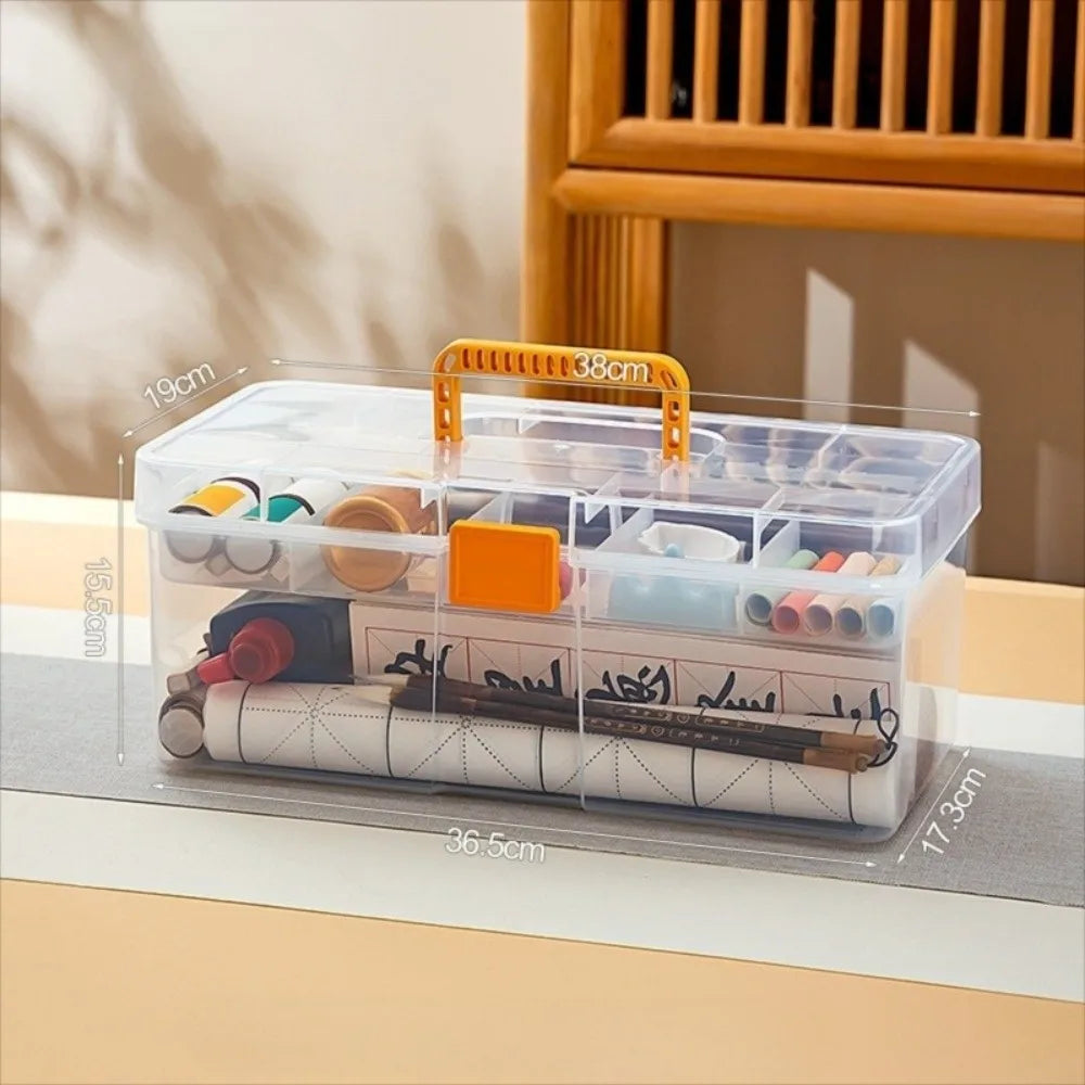 Transparent Plastic Tool Organizer Box with Adjustable Dividers