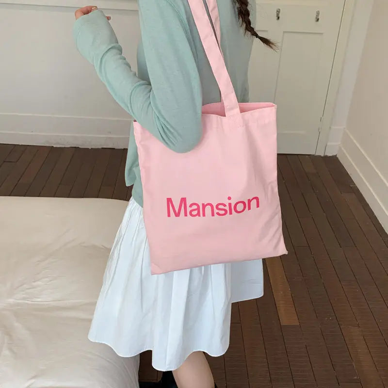 Korean Canvas Shoulder Tote Bag – Large Capacity for Women