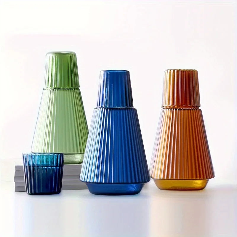 Handmade Colorful Heat-Resistant Glass Kettle & Cup Set