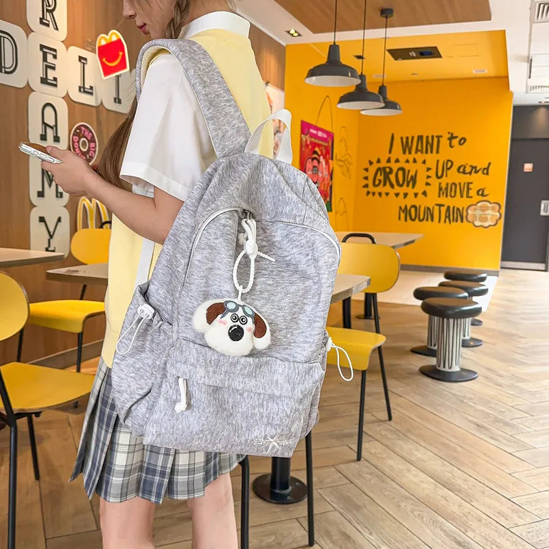 Nixie Embroidered Canvas Backpack | Korean Style, Large Capacity