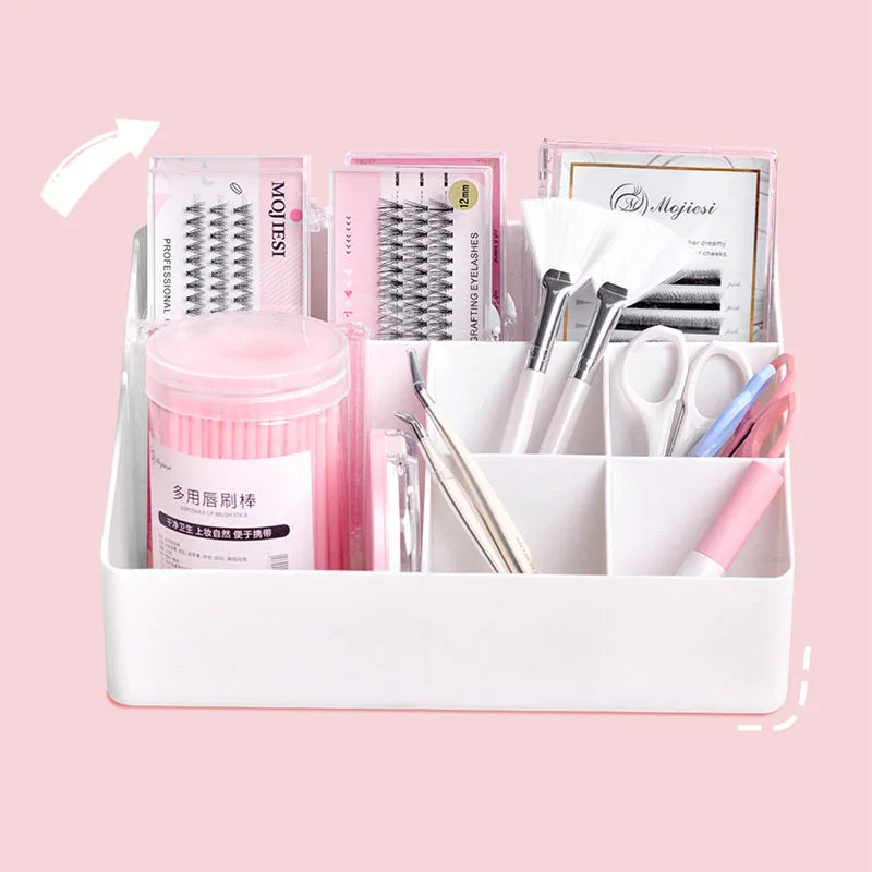 Multi-Grid Desktop Organizer | 45° Slanted Makeup & Lash Holder