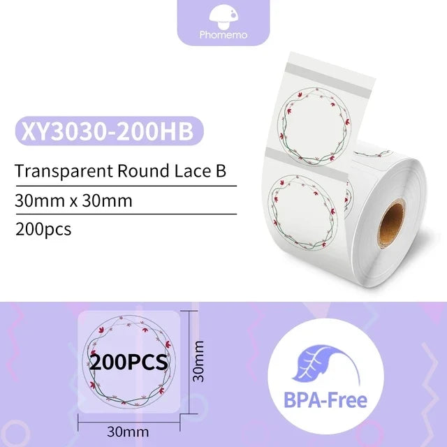 Phomemo M110 M200 M221 Clear Round Thermal Labels 1.57"