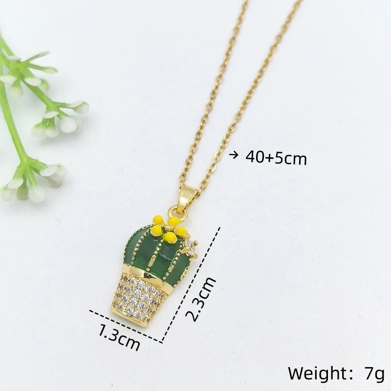 Women's Vintage Cherry Blossom Picture Frame Pendant Necklace