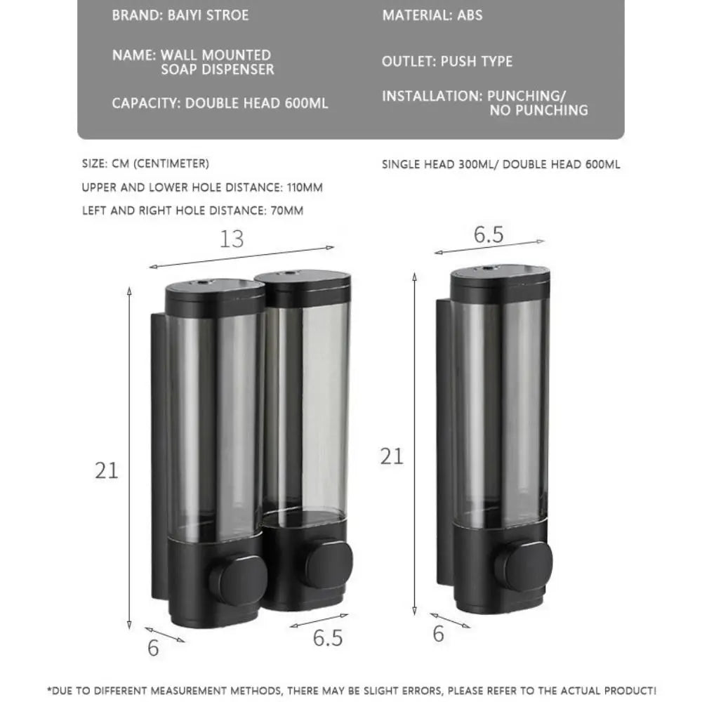 Wall-Mounted Manual Soap Dispenser – ABS Plastic White & Black