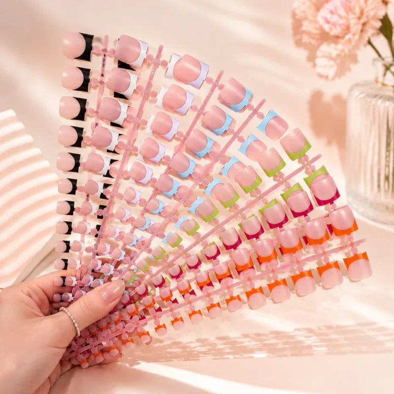 30Pcs Nude Pink French Press-On Toe Nails – False Nail Set