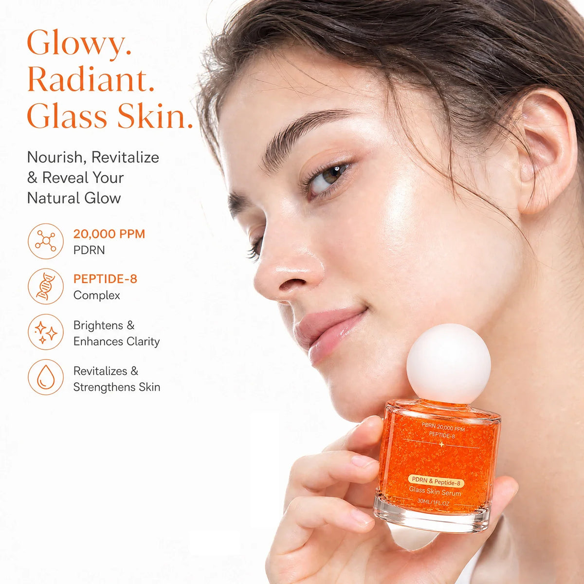 PDRN & Peptide-8 Glass Skin Serum | Shimmer Facial Essence
