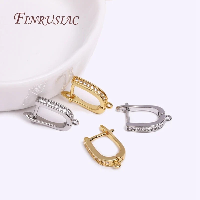 18K Gold Plated Zircon Earring Hook Clasps | DIY Jewelry Findings