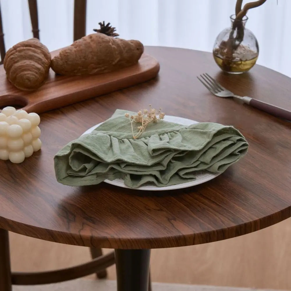 Round Ruffled Cotton Placemats | Rustic Wedding Table Decor