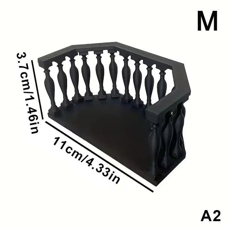 Miniature Dollhouse Balcony with Railing – European DIY Decor