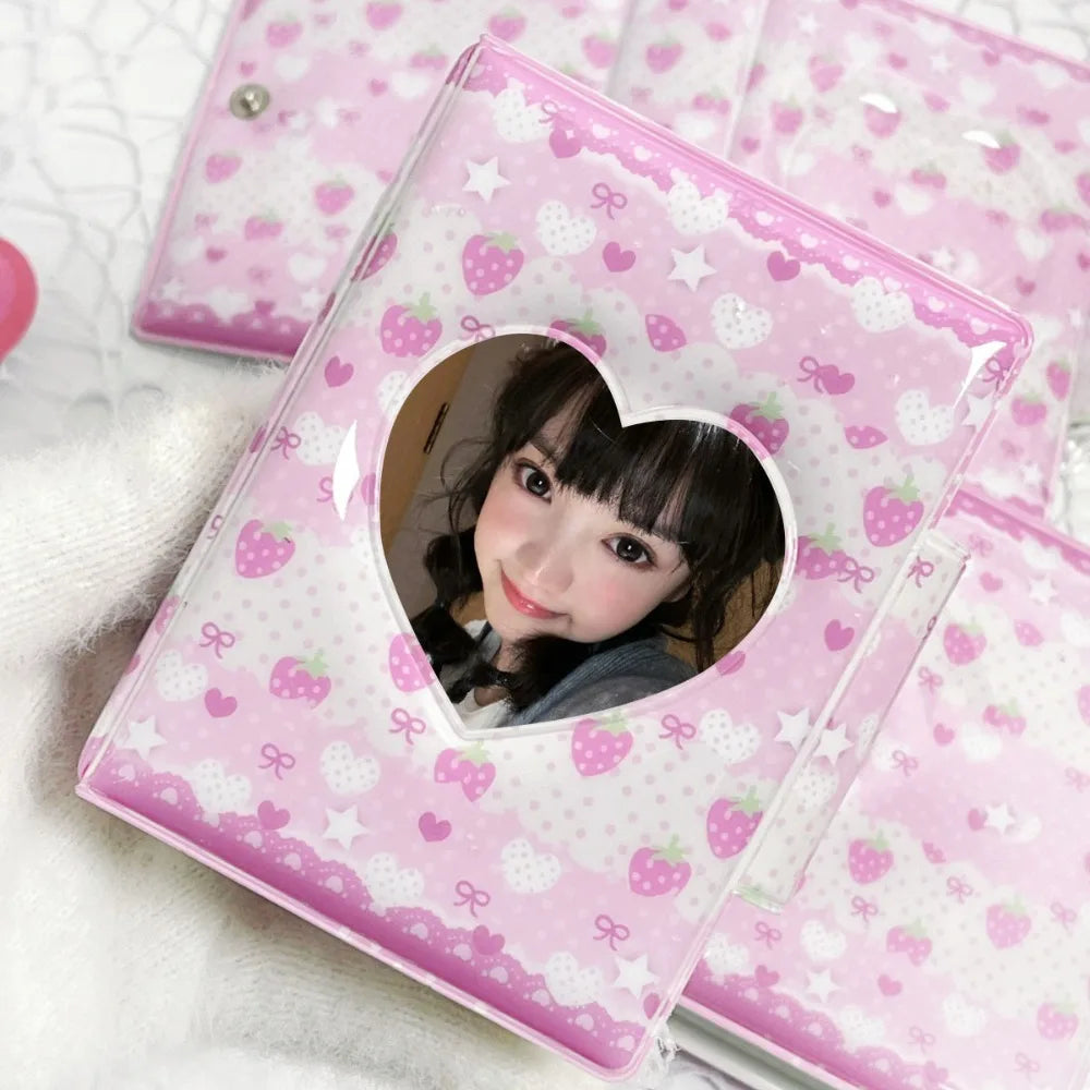 Pink Bow Mini Photocard Binder 3 Inch PVC Card Album 16 Pages