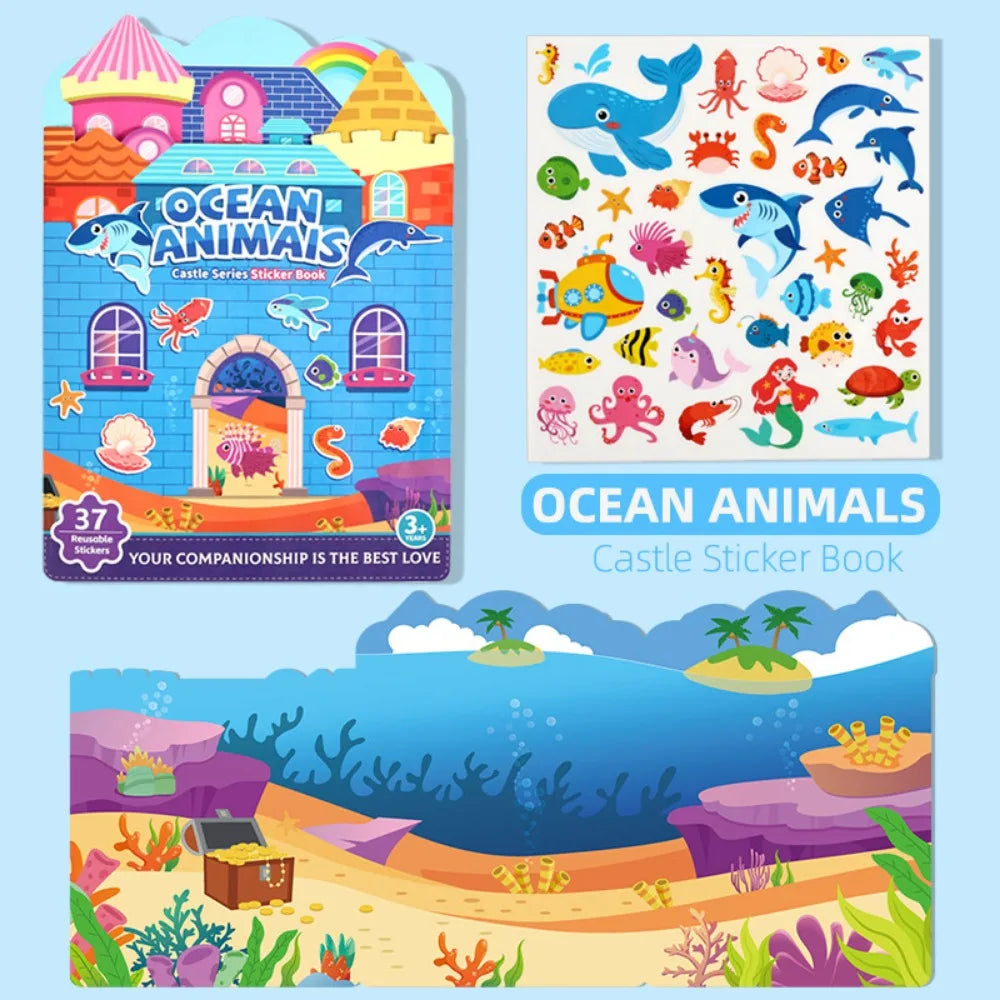 Reusable Jelly Sticker Quiet Book – Animal & Vehicle Puzzle