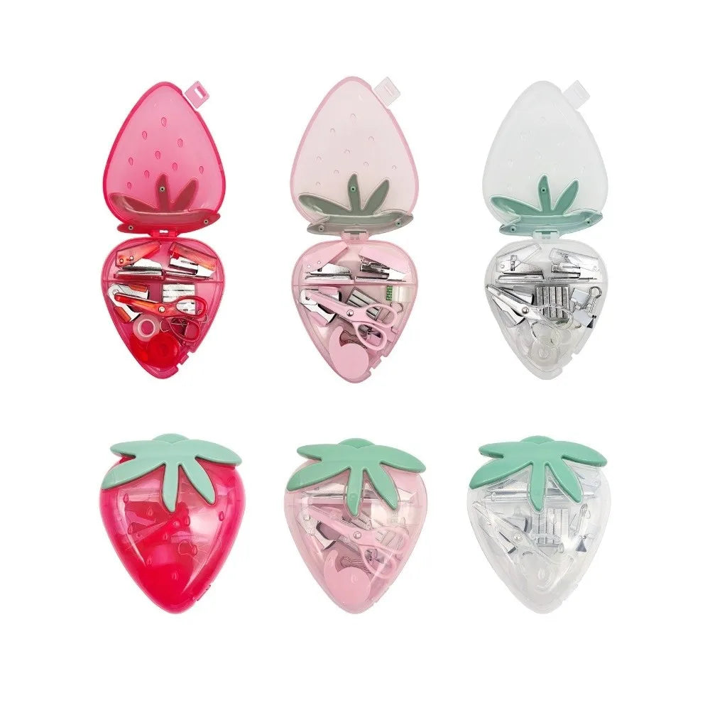 9-Piece Mini Strawberry Stapler & Puncher Stationery Set